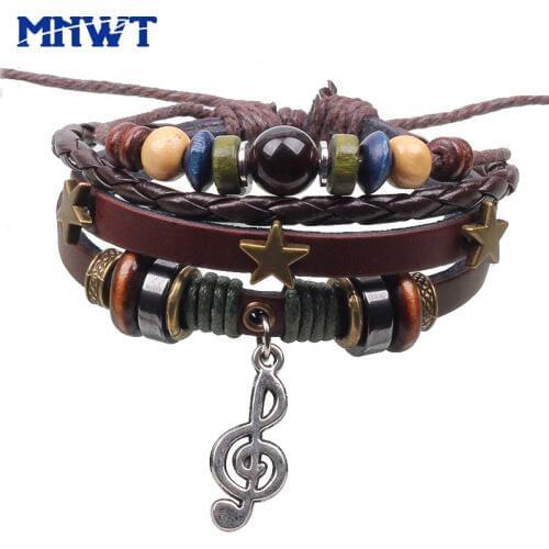 MNWT New Fashion Vintage leather Men Bracelet Punk Style Multilayer Bracelets & Bangles Bracelet For Women Pulseras Hombre