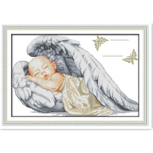 Little Angel Portrait Pattern Counted Printed on Canvas Joy Sunday Cross Stitch Kits 11CT 14CT DMC Needlework Set Embroidery Hot