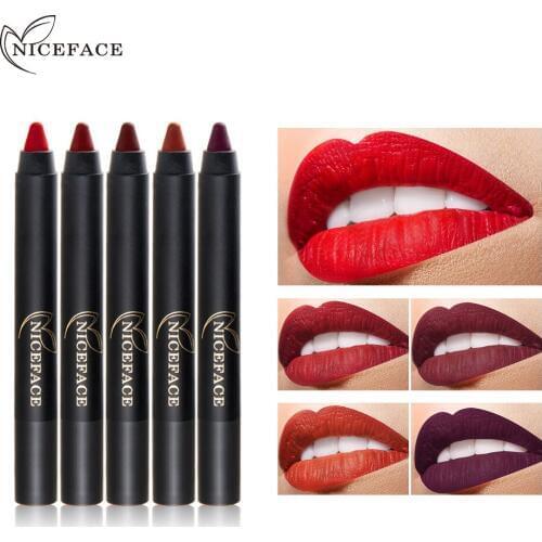NiceFace 15pcs/set Matte Lipstick Pencil Set Professional Lip Makeup Nature Long Lasting Moisturize Smooth Easy to Wear Cosmetic