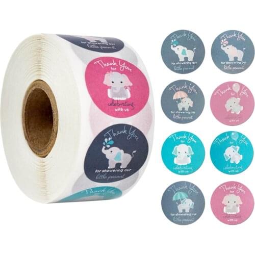 500pcs/roll Thank you for Celebrating with Us Stickers for Baby Shower envelope decoration sealing labels kid stationery supply