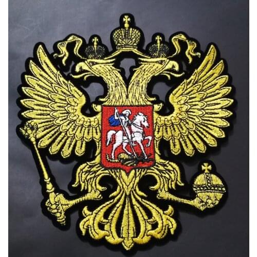 Custom Russia ARMS Patches Iron on w/eagles badges sticker for clothing jacket vest Double Russian Eagles Flag patches