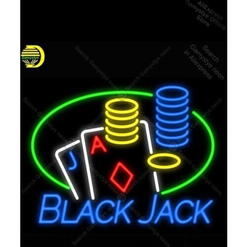 Neon Sign for Black Jack Chips Cards neon bulbs Sign Neon lights Sign real glass Neon Teaches Pacma Light Advertisement Farol
