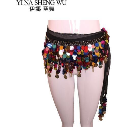 New Belly Dance Accessories 1 pc Fashion Colorful Sequins Coins Belt Belly Dance Hip Scarf Skirt Waistband Belts Waist Chain