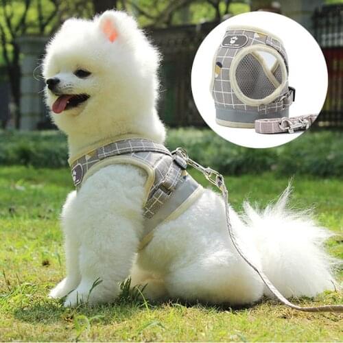 Reflective Dog Cat Harness Adjustable Vest Walking Soft Mesh Breathable Pet Collar Traction Leash Set for Dog Pet Supplies