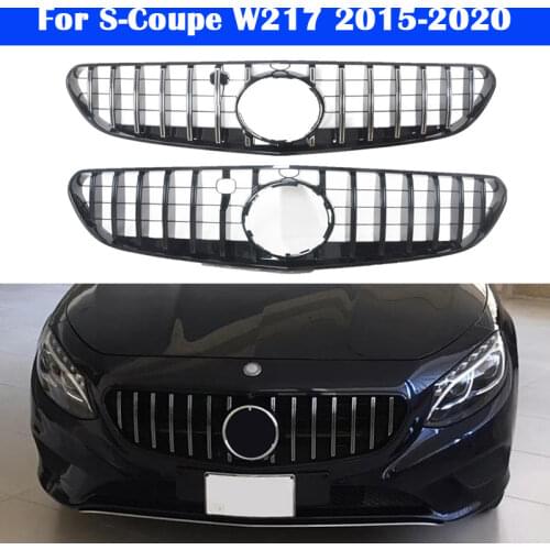 Middle grille for Mercedes-Benz S-Class Coupe W217 C217 2015-2020 ABS plastic GT vertical bar Car styling bumper Center Grill