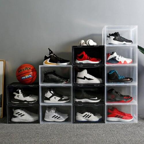 Stackable Shoes Storage Box Durable Sneaker Plastic Cabinet Closet Cosmetic Drawer Organizer Finishing Sundries Case Space Save