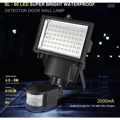 SL - 60 Solar Lamp LED Super Bright Light Waterproof Solar Powered PIR Motion Detector Door Solar Lamp For Garden Decoration