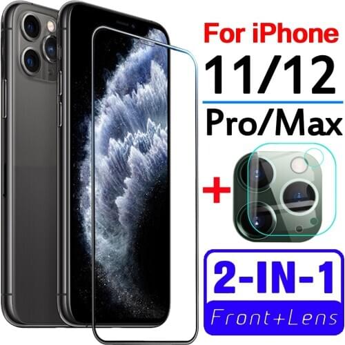 Iphone12 glass iphone11 for iphone 11 12 11pro 11promax screen protector ip maxx armor with camera lens protective film 2in1 9H