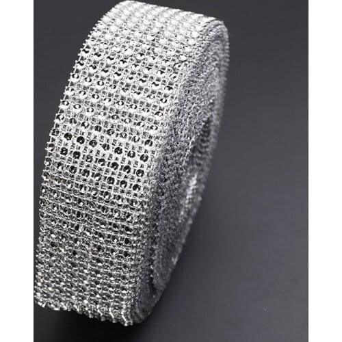 Wedding Decoration 4cm*10 Yard Sewing Trim Crystal Motif Rhinestone Tape Applicator Ribbon Appliques for Dresses DIY Craft