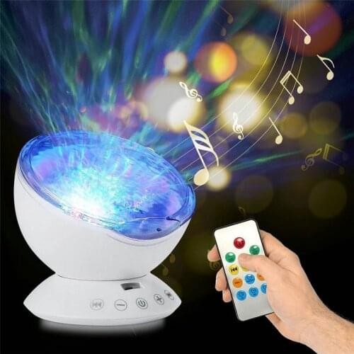 Ocean Wave Projector LED Night Light Aid Sleeping Soothing Water Wave Projector Lamp With Music Player For Kids Adults Bedroom