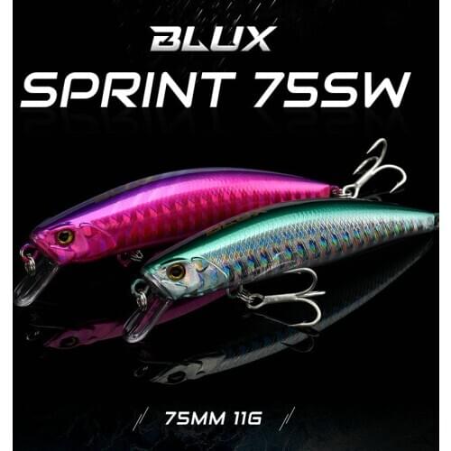 BLUX SPRINT 75SW Sinking Minnow Fixed Weight Fishing Lure 75mm 11G Wobbler Armed With BKK Hook Shore Rock Trout Bait Tackle