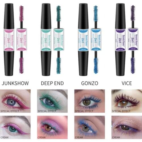 2 in 1 Mascara Waterproof Lengthens Eye Lash Curling Maskara Volume 4D Silk Fiber Eyelash Mascara Cosmetics