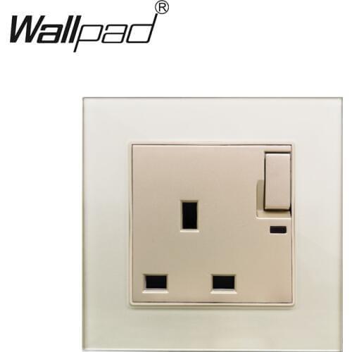 UK Power Socket Plug Glass Panel Wallpad UK 13A Switched Socket with LED Indicator Wall Outlet 86mm * 86mm