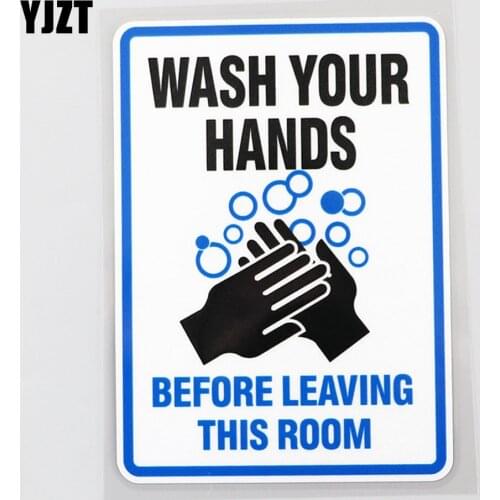 YJZT 9.8CM×13.9CM Wash Your Hands Warning Decal PVC Car Sticker 12C-0294