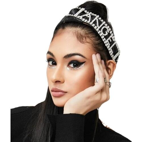 Sexy Personality Rhinestone Letters Ladies Hairpin Hair Band Fashion Street Shooting Shiny Crystal Headdress Hair Accessories