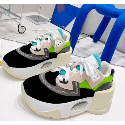 Womens Chunky Sneakers Thick Bottom Platform Vulcanize Shoes Fashion Breathable Casual Running Shoe for Woman Female 2021