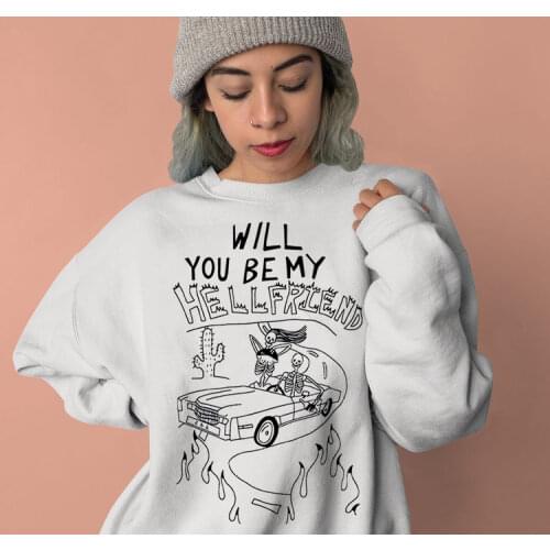 White Women Pastel Goth Sweatshirt Grunge Print Gothic Punk Harajuku Streetwear Female Aesthetic Clothes Vintage Top Sudaderas