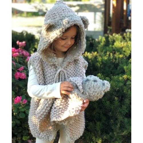 Knit Cotton Kids Vest for Girl Autumn Winter Sweater Vest Toddler Girl Clothes with Hat 3-7T Girl Fall Clothes Children Clothing