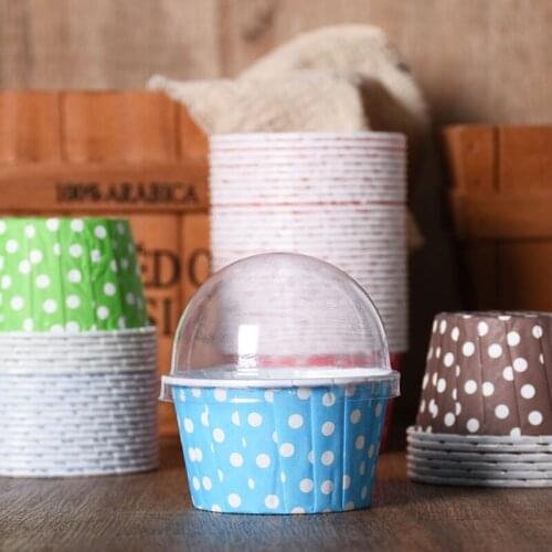 100Pcs Oilproof Muffin Cupcake Liner Baking Cup Tray Case Disposable Muffin Paper Cup with Plastic Lids Cake Decorating Tools
