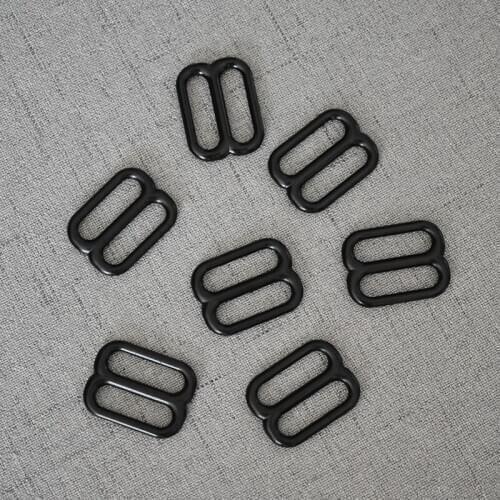 100 Pcs/Pack 20mm Black Metal Rectangle Adjust Tri-Glide Pin Buckle Slider Loop DIY Shoulder Leather Bag Strap Belt Web 20BXK-h