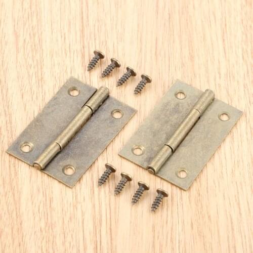 2pcs 50*33mm Cabinet Door Hinges 4 Holes Antique Bronze Drawer Hinges for Jewelry Boxes Furniture Fittings