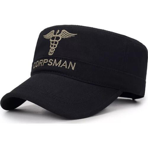 2020 Fashion Camouflage Wing CORPSMAN Flat Top Cap Woodland Training Cotton Hat Outdoor sport Sun Hat adjustable thicker caps