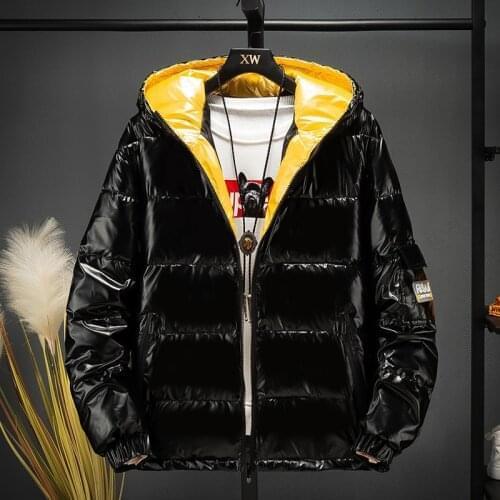 2020 Womens Down Jacket Winter Glossy Silver/Black Plus Size Hooded Parka Outwear Down Padded Coats Female Winter Coat Women
