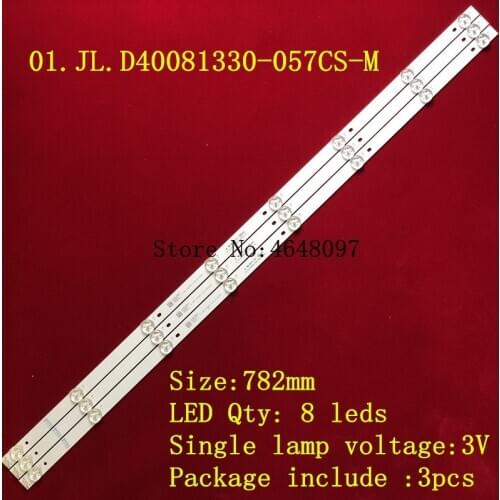 3pcs/lot 3V/LED 782mm LED Backlight strip 8 lamp For 39 40 inch TV LED39K1800 01.JL.D40081330-057CS-M