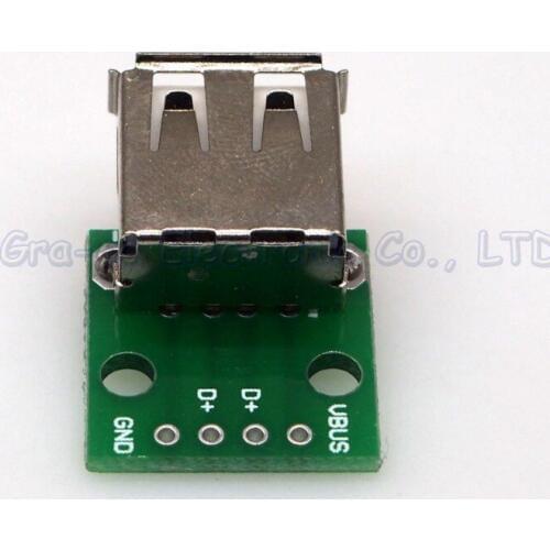 50pcs 4P usb 2.0 female socket to DIP 2.54MM adapter board