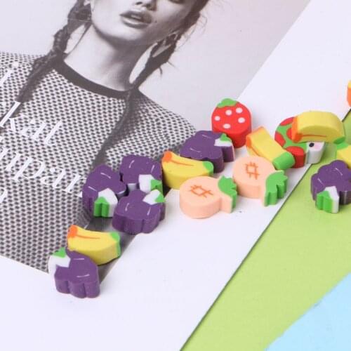 50Pcs Cute Mini Fruit Rubber Pencil Eraser Children Creative Stationery Gift Toy