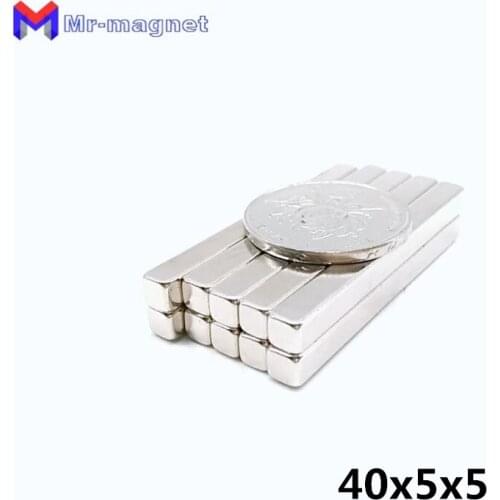 50Pcs N35 Strong Cuboid Block Magnet 40*5*5mm Rare Earth Neodymium Permanent Magnets 40mm x 5mm x 5mm High Performance Magnet