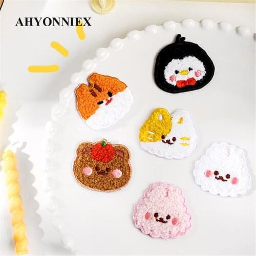 AHYONNIEX 3D Peluche Plush Small Fox Rabbit Cat Bear Patch Cute Iron On Patches For Clothes Stickers Phone Case DIY Applique