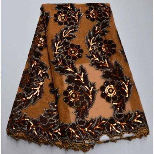 Velvet Lace Fabric for Dresses Latest Nigerian French Tulle Lace with Sequin High Quality African Sequins Lace Fabric GR5&5