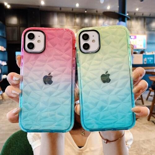 3D Diamond Pattern Phone Case for iPhone 12 Pro Max 11 XR XS SE 2020 6 7 8 Plus Coque Fashion Gradient Shockproof Bumper Cover