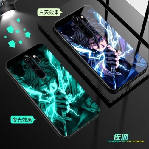 Luminous Tempered Glass Case For Xiaomi Redmi 9 Case Glow Back Cover For Xiaomi Redmi9 Redmi 9 Cover Silicone Cell Phone Bag