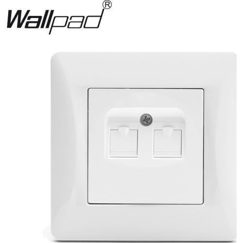 Double Data Socket Wallpad 110-250V White Plastic Panel EU European Standard Double Data RJ45 Wall Ports with Clips