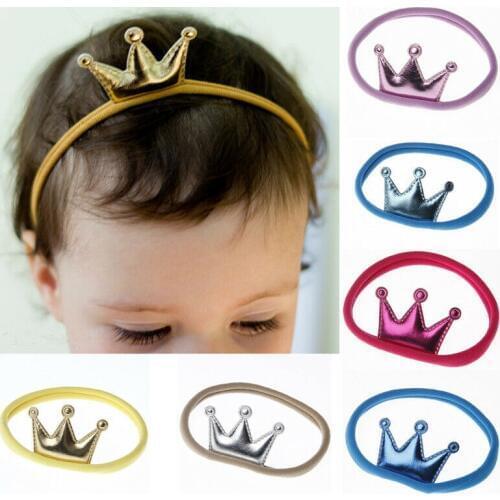 Unisex Crown Headwear Newborn Baby Toddler Girls Boys Crown Hairband Elastic Nylon Headbands For Kids