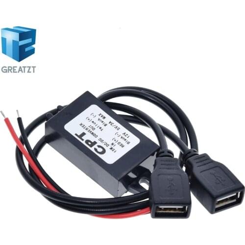 GREATZT Micro USB 12V to 5V 3A 15W DC-DC Car Power Converter Module Step Down Power Output Adapter Low Heat Auto Protection