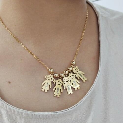 DODOAI Personalized Stainless Steel Boy Girl Kids Pendant Necklace Women Child Engraved Name Date Beads Necklace Custom Jewelry