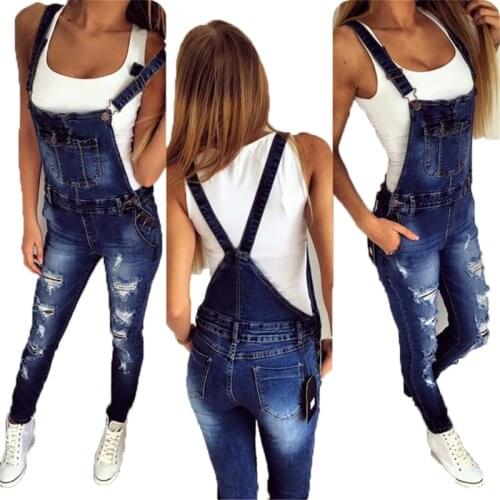 Ladies Spring Fashion Loose Jeans Rompers Female Casual Plus Size Overall Playsuit With Pocket Fashion Women Denim Jumpsuit