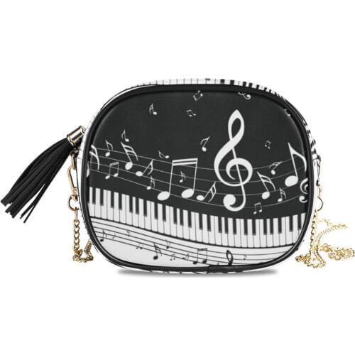 ALAZA Leather Crossbody Bags For Women Chain Messenger Shoulder Bag Music Note Piano Ladies Purses and Handbags Cross Body 2020