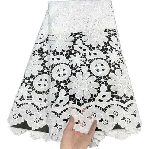 SJ Lace White French Net Lace With Sequins Cord Lace Fabric 2021 High Quality Nigerian Guipure Water Soluble African Lace j5-48