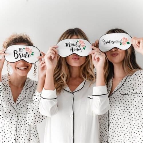 Flower bride bridesmaid maid of honor sleep mask garden wedding Engagement bachelorette night Party Bridal shower gift present