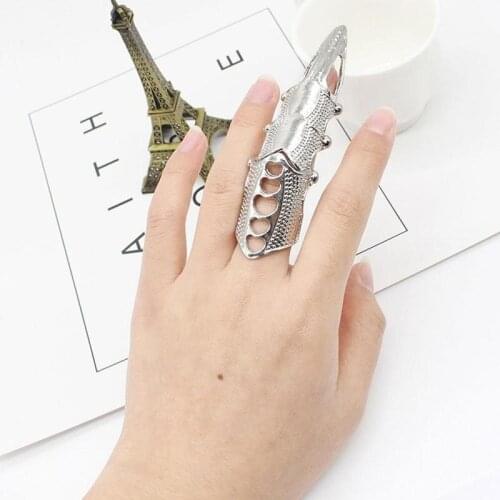 2021 NEW Cool Boys Girls Punk Gothic Knuckle Metal Steampunk Finger Bone Ring Gold Cospaly DIY Ring Halloween decoration