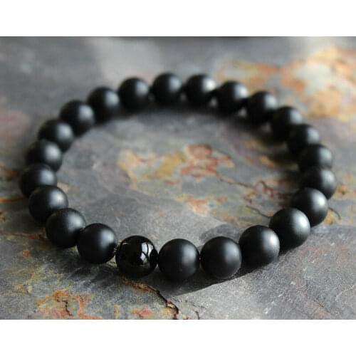 Mens Matte Black Onyx Yoga Energy Beaded Bracelet Jewelry