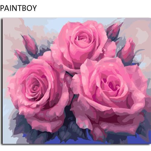 Modern Flower DIY Framed Pictures Painting By Numbers DIY Digital Canvas Oil Painting Home Decor For Living Room GX7903