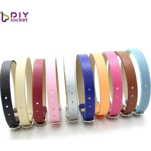 NEW 10 colors 8MM PU Leather Wristband Bracelets DIY Accessory Fit Slide Letter LSBR032*20