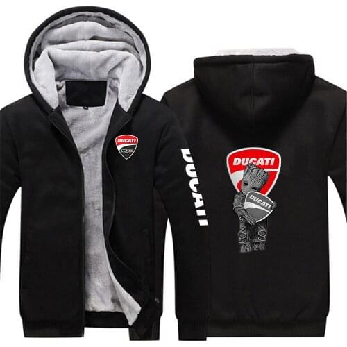 New Ducati Winter Mens Brand Print Thicken Jacket Hoodies Zipper Sweatshirt Tracksuit Comfortable College Plus Cashmere Coat