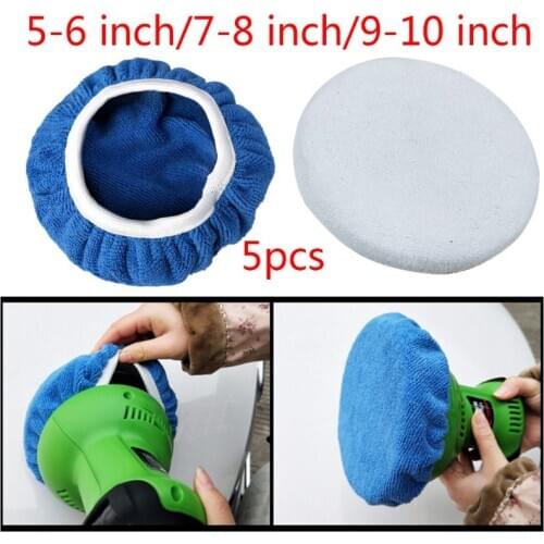 5pcs Polishing Bonnet Buffer Pad Microfiber Bonnet Car Polisher Pad Cover for Auto Car Paint Care 5-6" 7-8" 9-10" 3 Sizes