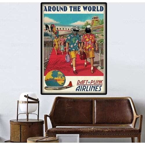 Daft Punk Poster Around The World Print Music Wall Art Poster Fashion Art Painting Canvas Wall Home Decor Quadro Cuadros